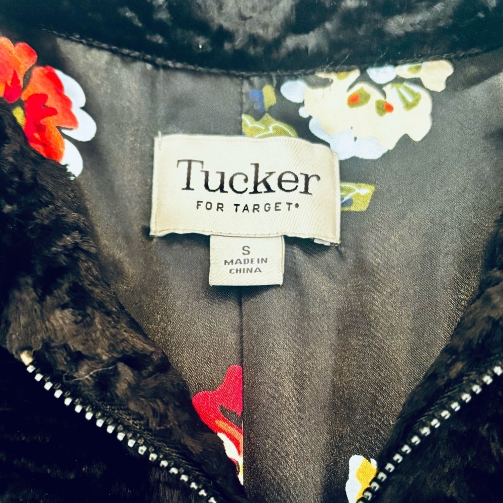 Tucker Black Faux Fur Jacket with Floral Lining